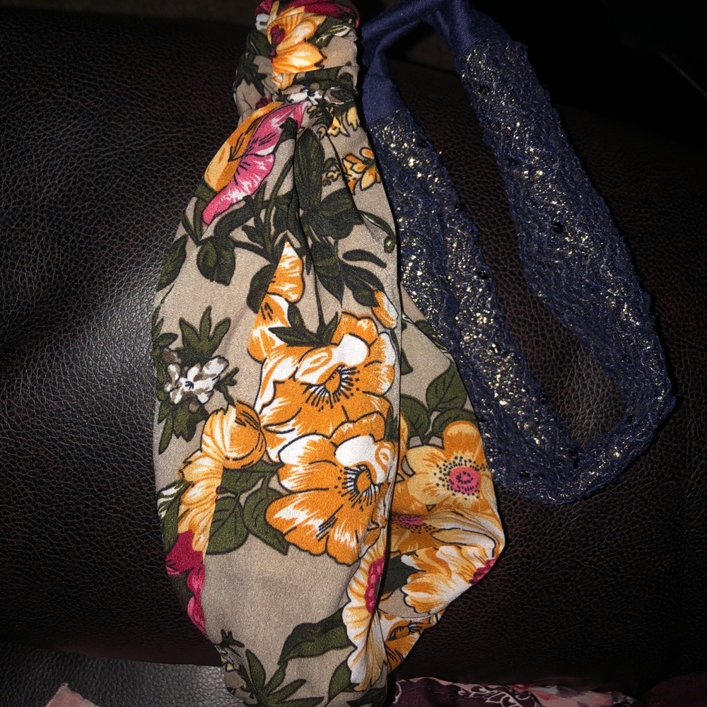 2 Headbands Navy Blue Sparkles/Beige Multicolor